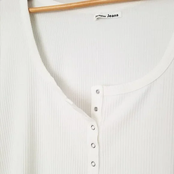 Reformation Rawson Ribbed Bodysuit White Plus Size 3X Short Sleeves Classic $78 - Picture 10 of 16